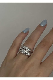 Heliophilia Silver Anillo de Latón Plateado con Recubrimiento de Laca